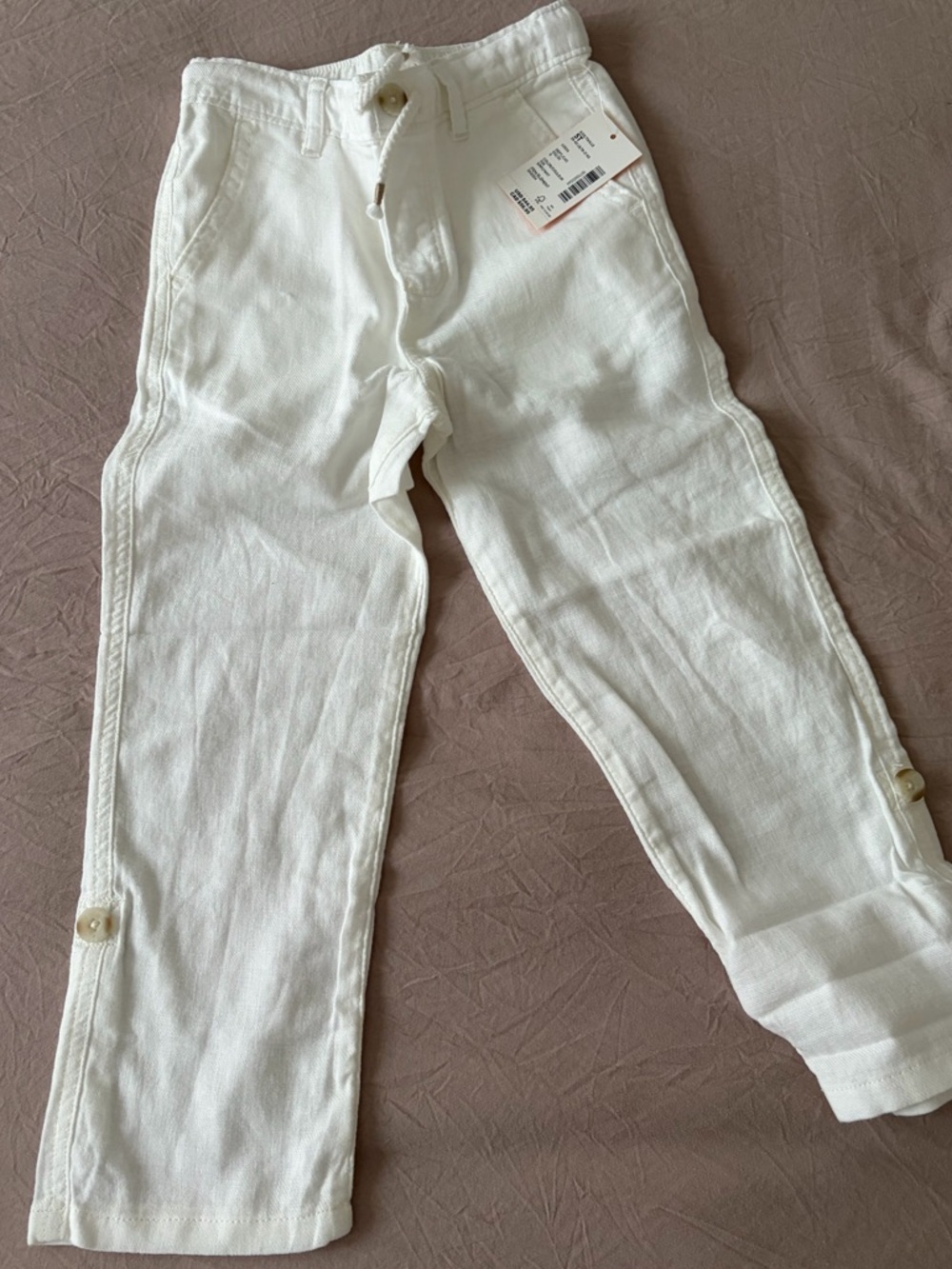 NWT 5T Gymboree White Straight-Leg linen blend Chinos